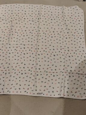 Bebe au Lait Soft Baby Blanket Navy & Coral Letters/Hearts Print Cottage Country